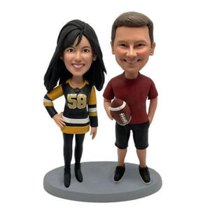 Personnalisés Résine Double Personnes Bobble Head Joueur de Football et Entraîneur Bobble Head Figure Événement Cadeaux - Product Image 1