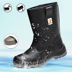Scarpe antinfortunistiche da costruzione con tacco alto di alta qualità S2, in vera pelle, stivali di sicurezza traspiranti compositi - Product Image 1