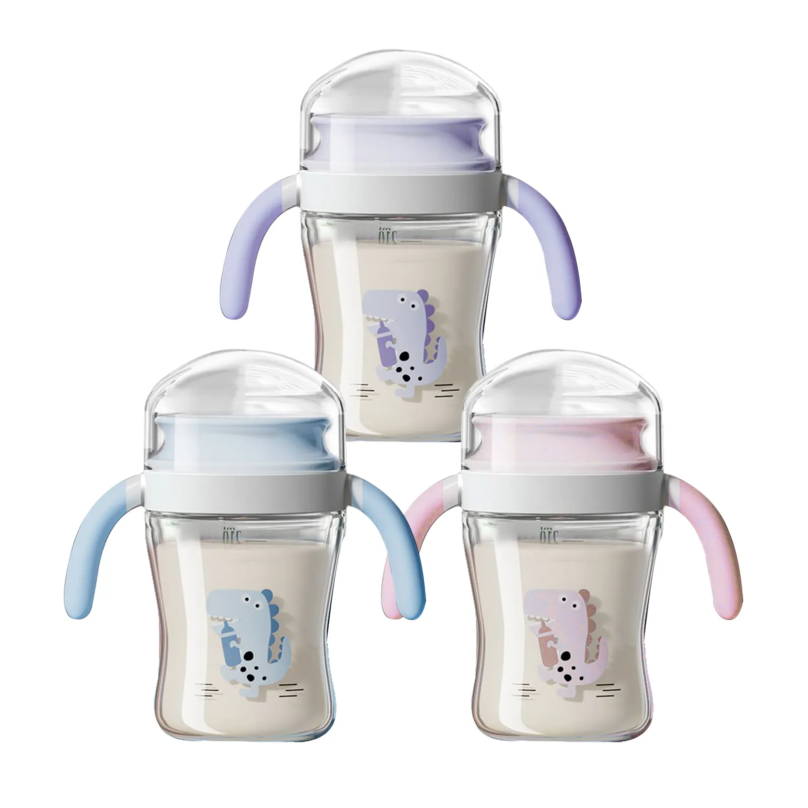 Botella de agua personalizada, taza para sorber sin derrames, 360 tazas, biberón, taza de entrenamiento para bebés con asa para bebés