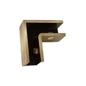 Everstrong brush gold brass 90 degree glass panel floor corner bracket C100BG frameless shower enclosure glass clamp