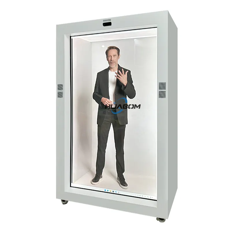 86 pollici formato umano interattivo 3d ologramma scatola trasparente lcd vetrina touch screen ologramma proiezione in tempo reale