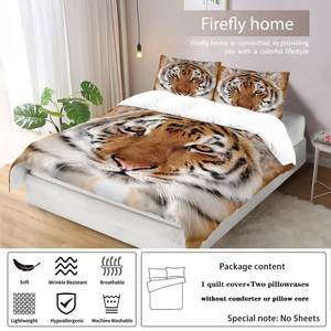 पशु बाघ 3 डी मुद्रित बिस्तर पर तीन टुकड़े सेट डवेट कवर तकिए के टुकड़े - Product Image 4