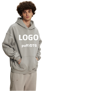 Của nam giới tùy chỉnh 350GSM Fleece Áo Thun tracksuits quá khổ HOODIE THÊU cho Puff in lót hai mảnh Sweatpants thiết lập cho - Product Image 1