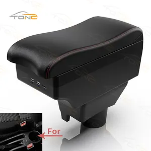 TONC Custom Armrest Console for 2014 Toyota Vios Center Console Organizer with USB Charging and Dual-Compartment Storage