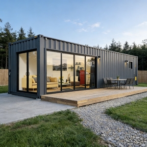 <span class=keywords><strong>บ้าน</strong></span>คอนเทนเนอร์เหล็กโครงสร้างเหล็กขนาด 20 ฟุต 40 ฟุต สีโมรันดี สไตล์โมเดิร์น แบบซ้อนได้ พร้อมห้องนอนและพื้นที่ใช้สอยกลางแจ้ง - Product Image 5