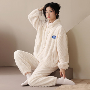 Pijamas para Parejas, Forradas de Felpa, Gruesas, de Felpa de Coral, Ropa de Casa, Primavera y Otoño para Mujer, Traje de Abrigo para Hombre Adolescente - Product Image 6