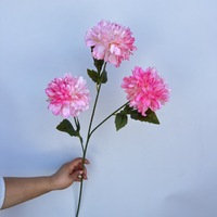 Fleurs artificielles Dahlia Chrysanthème, 3 têtes, fausses fleurs pour mariage, maison, hôtel, arrangement floral, décoration