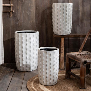 Pot en argile de magnésium de grand diamètre, inspiré du <span class=keywords><strong>cactus</strong></span>, style antique, blanc, sur pied, pour plantes fleuries, <span class=keywords><strong>Ficus</strong></span> à feuilles de palmier du Bangladesh - Product Image 6
