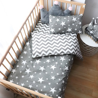 Ensemble de literie pour bébé 3 pièces en coton, linge de lit à motifs de dessins animés, kit de lit bébé pour garçon et fille, taie d'oreiller, housse de couette, drap, taille personnalisée pour enfants