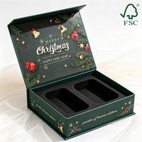 Boîte cadeau rigide magnétique à motif de rennes, élément classique des fêtes, en carton rigide pour cadeau de Noël traditionnel, fête de famille