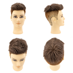 Peluca prediseñada <span class=keywords><strong>para</strong></span> <span class=keywords><strong>hombres</strong></span> <span class=keywords><strong>jóvenes</strong></span>, sistema de cabello humano con piel suave y delgada, tupé de repuesto con piezas de cabello real en bucle en V <span class=keywords><strong>para</strong></span> <span class=keywords><strong>hombres</strong></span> - Product Image 2