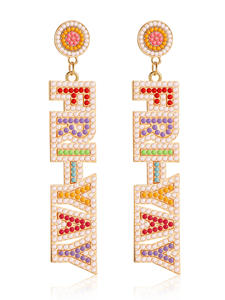 Pendientes de cuentas de arroz tejidos a mano, coloridos regalos bohemios para la escuela, graduados y profesores - Product Image 4