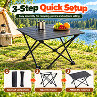 Table de camping pliable portable WOQI, en aluminium, pliable, mobilier d'extérieur, installation facile, sac de transport compact