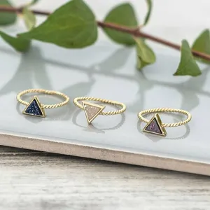 Wholesale Druzy Rings Gold Filled Plated Sterling Silver Triangle Druzy Rings