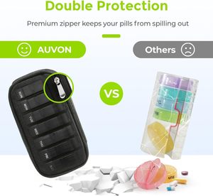 Sac en toile, organiseur de pilules de voyage, 2 fois par jour, grand boîte à pilules hebdomadaire AM/PM, étui à pilules pour 7 jours, fermeture éclair portable - Product Image 2