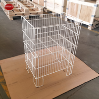 Cage se pliante de présentation de panier métallique avec la surface de Chrome dans l'affichage de poubelle de supermarché pour la promotion