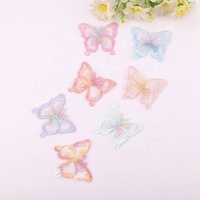 Patch Bordir Kupu-kupu Organza Lapis Tunggal 3D Magic Color 5cm dengan Desain Hati & Bintang