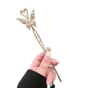 Horquilla con diseño de mariposa para mujer, estilo chino, con perlas, exquisita, para Cheongsam, Hanfu, accesorios versátiles para el cabello, regalo - Product Image 5