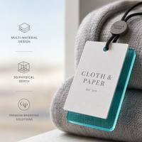 Etiquetas de Papel con Textura de Arena del Desierto Minimalistas con Relieve Ciego y Detalles en Lámina de Cobre para Marca de Boutique de Alta Costura