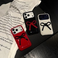 Coque de téléphone 3D brillante avec nœud papillon pour iPhone 13 14 15 16 17 18 Pro Max, mignonne, antichoc, souple, protection pour femmes et filles, couleur bonbon