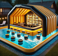 Cour extérieure commerciale grande plate-forme supérieure fête flottant eau canapé natation Pub barre de piscine gonflable pour adulte