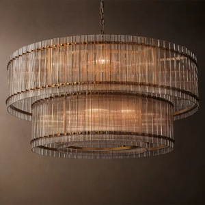Lustre rond à <span class=keywords><strong>deux</strong></span> niveaux en verre RHOEM RH San Marco, lustre pour escalier, lustre pour villa, salon, éclairage de luxe, décoration de la maison - Product Image 4
