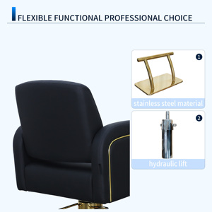 Poltrona da Salone Moderna di Alta Gamma con Poggiapiedi Indipendente, Sedia da Parrucchiere di Lusso con Finiture Dorate, <span class=keywords><strong>Arredamento</strong></span> Personalizzabile in Pelle - Product Image 4