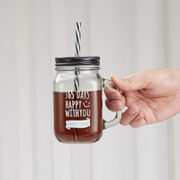 Tasses en verre Mason personnalisées en vrac avec couvercle et paille, poignée