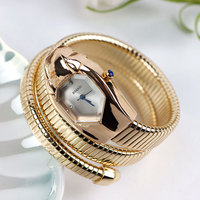 Montres pour femmes de luxe en acier inoxydable plaqué or 18 carats, cadran carré, design torsadé serpent, affichage à aiguilles, mouvement Haiou