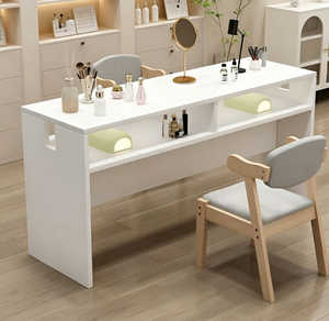 Table de manucure moderne en bois avec rangement et présentoir pour salon et spa - Product Image 2