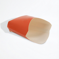 Boîte à frites en papier jetable avec logo personnalisé, cuvette en papier anti-graisse rouge pour frites, nuggets de poulet, emballage de snacks