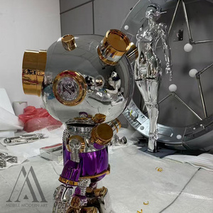Escultura de Robot Cyberpunk Moderna de Fibra de Vidrio Electrochapada, Figura de Buzo Cromada Morada, Arte para Exhibición en Tiendas y Centros Comerciales - Product Image 3