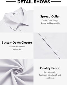 Coofandy nam mùa hè cưới giản dị áo sơ mi màu đơn Ngực Nút xuống tay áo ngắn nhăn miễn phí chống Đóng cọc - Product Image 5