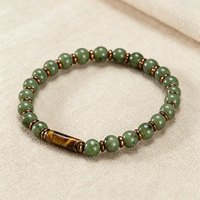 Bracelet extensible fait main en agate verte mousse, perles tubulaires en pierre naturelle, pierres précieuses œil de tigre pour femme, style Kada