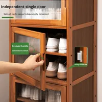Meuble à chaussures sur pied en bambou haut de gamme, entrée, salon, mobilier de maison, design moderne et simple, 5 étagères, multifonctionnel