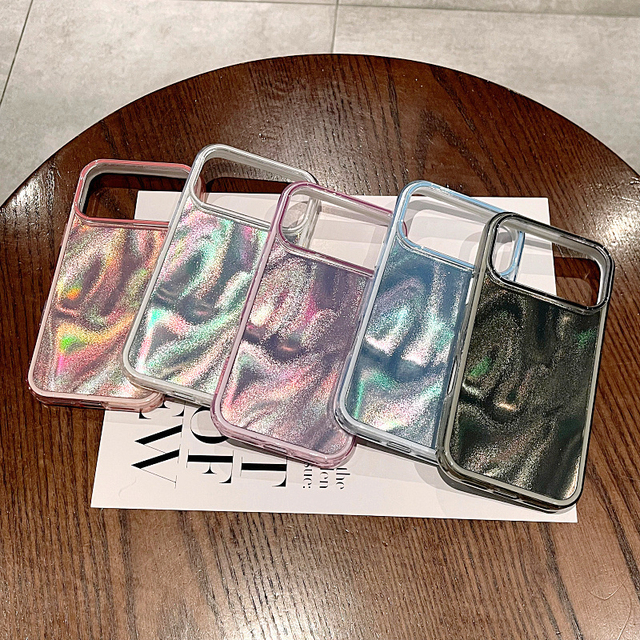 New Aurora Color Laser Aurora PC 2 in 1 Mobile Phone case for iPhone 17 Air 16 Pro Max Rainbow IMD Matte Back Glitter Tpu Cover