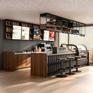 Diseño de Interiores de Cafetería de Lujo y Muebles Personalizados para Cafés |   Quiosco Minorista de Madera de Nogal y Solución Integral de Equipamiento de Tiendas - Product Image 1