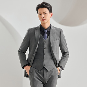 Groom Blue Suit Slim Fit Formal Wear Wedding Attire Business Style <b>Work</b> Professional - Product Image 2
