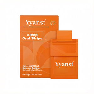 Vente en gros de bandes buccales personnalisées pour le sommeil, boîte d'emballage géométrique orange, 30 pièces, film à dissolution rapide pour la relaxation nocturne et le bien-être, approvisionnement en vrac - Product Image 1