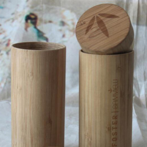 Recipiente de Té de Madera Artesanal de la Marca Cao County Hou, Redondo, con Tapa de Bambú Macizo, Tallado a Mano, para Regalo - Product Image 2
