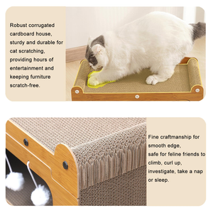 Wholesale Eco-friendly Corrugated Paper 2-Level Modern <b>Cat</b> Nest <b>Scratch</b> Board Integrated <b>Cat</b> House Four Seasons Carton Packed - Product Image 5