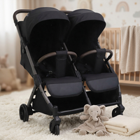 Poussette double Abon de haute qualité, luxueuse, légère, pliable d'une seule main, avec cadre en alliage d'aluminium et tissu, BSS105, 15 kg