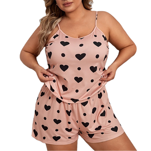 Ensemble de pyjama d'été sexy grande taille pour femme, avec short et débardeur ample réglable, taille élastique, pour la maison et la chambre - Product Image 1