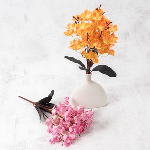 ช่อดอกไม้ประดิษฐ์สไตล์จีน แรงบันดาลใจจากเซน พร้อมต้นไม้สีเขียว สำหรับวางบนตู้วางทีวี เหมาะสำหรับวันเกิด - Product Image 3