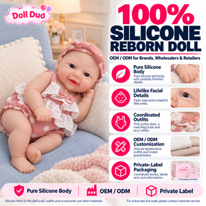 Poupée Duo personnalisée de 18 pouces, entièrement en silicone, bébé reborn, barboteuse rose à pois et dentelle, cadeau de Noël personnalisé pour enfants - Product Image 1
