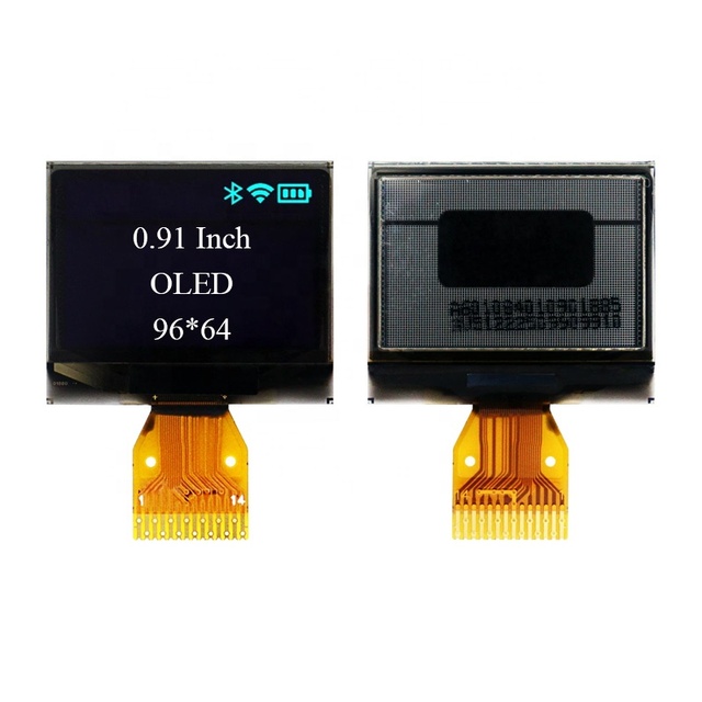 0.91 Inch OLED Display Module, SSD1306, 96*64 Resolution, Small Blue/White Dual-Color Screen, Bare Panel with 14-Pin Solder Pads