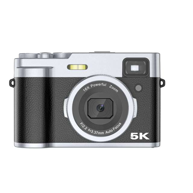 Cinema-Style 5K Compact Digital Camera with Retro Dual Autofocus Lens 2.8-inch LCD Selfie Features for Vlog Mirrorless Camera