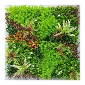 China outdoor Anti-UV Garden Landscape Fake Grass Backdrop Faux Plastic Green synthetic Flowers artificial plants for Wall Decor