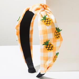 ที่คาดผมผลไม้เกาหลี ผ้าลายสก็อต ปักลายเชอร์รี่ สตรอว์เบอร์รี่ แตงโม สำหรับเด็กผู้หญิง - Product Image 3