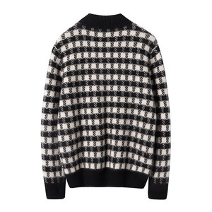 Maglieria di Design Jacquard vestito da ragazza vestito da donna Set di due pezzi <span class=keywords><strong>pied</strong></span> <span class=keywords><strong>de</strong></span> <span class=keywords><strong>poule</strong></span> top gonna a vita alta <span class=keywords><strong>Cardigan</strong></span> maglione 2 pezzi Set - Product Image 3